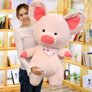 Giant Pink Pig Plush Toy with a decorative Scarf Plushie Depot