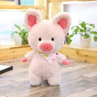 Giant Pink Pig Plush Toy with a decorative Scarf Scarf pink Stuffed Animals - Plushie Depot