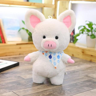 Giant Pink Pig Plush Toy with a decorative Scarf Scarf white Plushie Depot