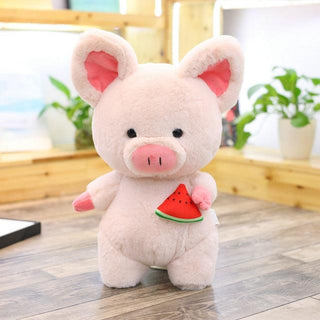 Giant Pink Pig Plush Toy with a decorative Scarf Fruit Pink Plushie Depot