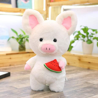 Giant Pink Pig Plush Toy with a decorative Scarf Fruit White Plushie Depot