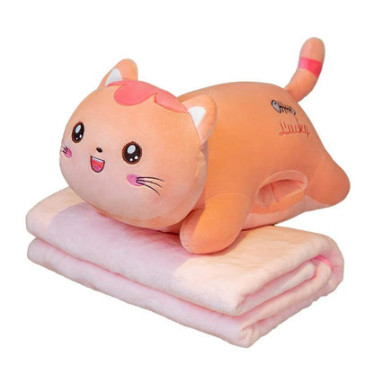 Cute Plushie Cat Cartoon Toy cat, 3 in 1 Pillow With Blanket Toy Animal Plushie Depot