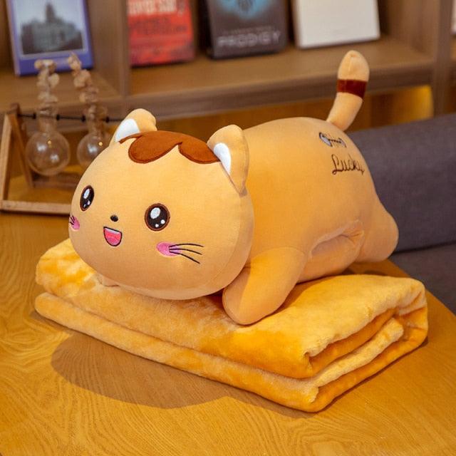 Cute Plushie Cat Cartoon Toy cat, 3 in 1 Pillow With Blanket Toy Animal 55cm blanket 1x1.7m 2 Plushie Depot
