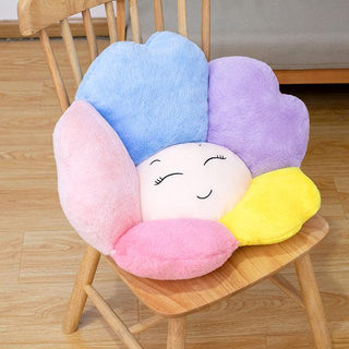 Colorful Sunflower Face Seat Pillows white Pillows - Plushie Depot