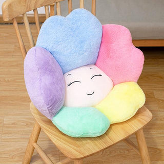 Colorful Sunflower Face Seat Pillows black Plushie Depot