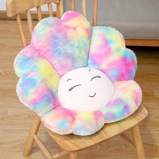 Colorful Sunflower Face Seat Pillows Silver Pillows - Plushie Depot
