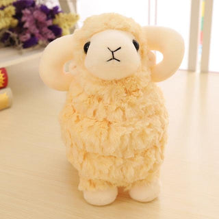 Lifelike Big Horned Sheep Ram Plushie Light Yellow China Stuffed Animals - Plushie Depot