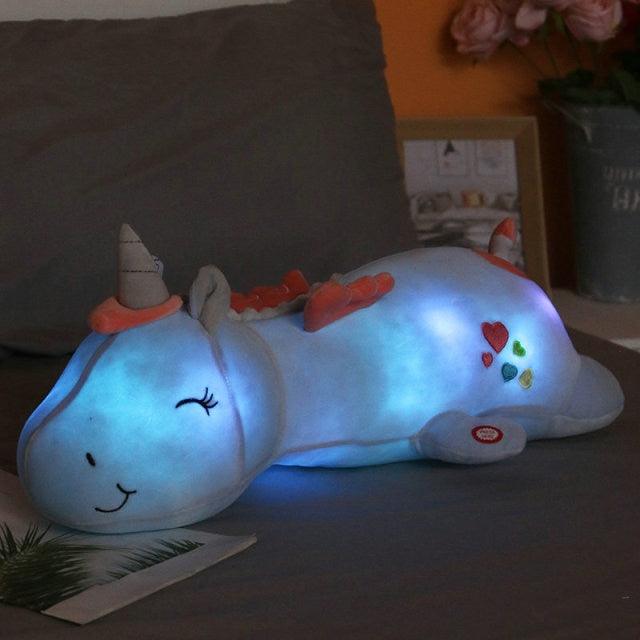 Lovely Glowing LED Light Unicorn Plush Toy Blue Light Plushie Depot