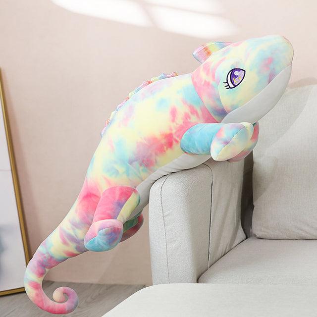 Giant Colored Chameleon Plush Pillow Pink Pillows - Plushie Depot