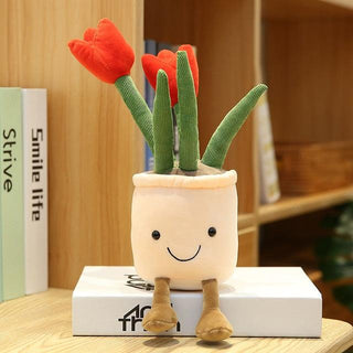 14" Simulation Tulip Flowers, Creative Potted Plants Stuffed Toys 35cm red Tulip Plushie Depot