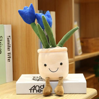 14" Simulation Tulip Flowers, Creative Potted Plants Stuffed Toys 35cm blue Tulip Plushie Depot