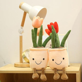 14" Simulation Tulip Flowers, Creative Potted Plants Stuffed Toys pink red tulip Plushie Depot