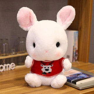 Adorable Baby Rabbit Plushies white -red - Plushie Depot