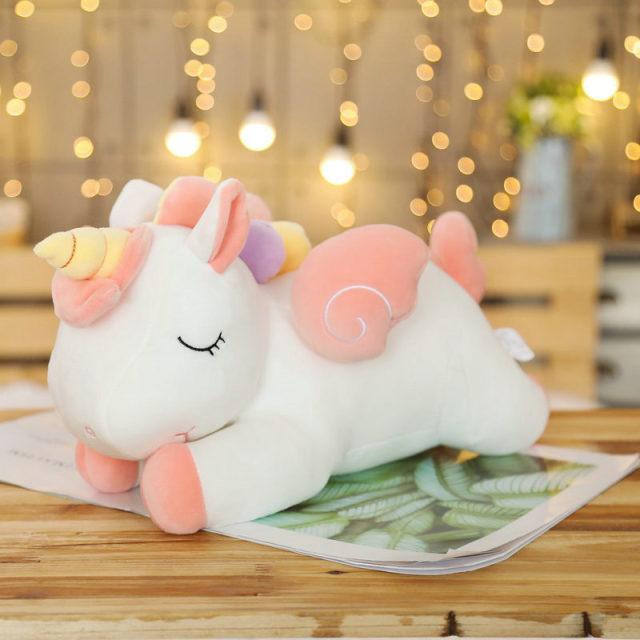 Sleeping Colorful Unicorn Plushies White - Plushie Depot