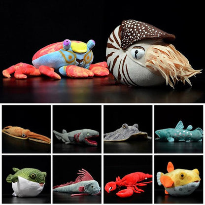Realistic Sea Stuffed Animal Plush Toys Including Lobster Fugu Tuna Crab & More Plushie Depot