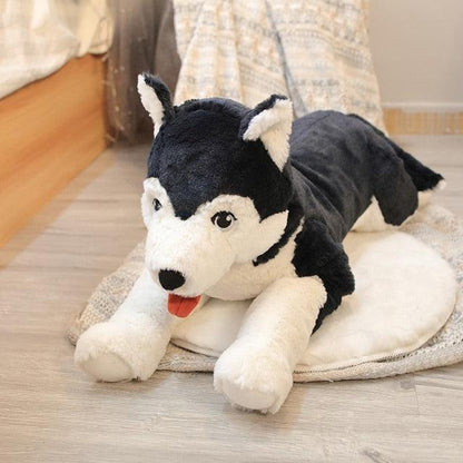 Siberian Wolf Husky Dog Pillow Plush Toy husky lying 22'' Plushie Depot