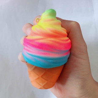 Rainbow Ice Cream Cone Jumbo Slow Rising Squishies Default Title Stress Toys - Plushie Depot