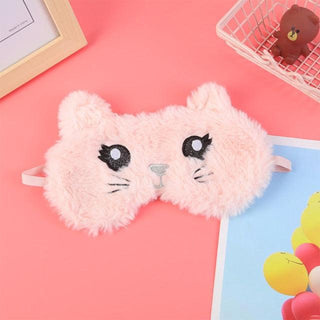 Cute Plush Animal Sleeping Masks Pink cat Plushie Depot
