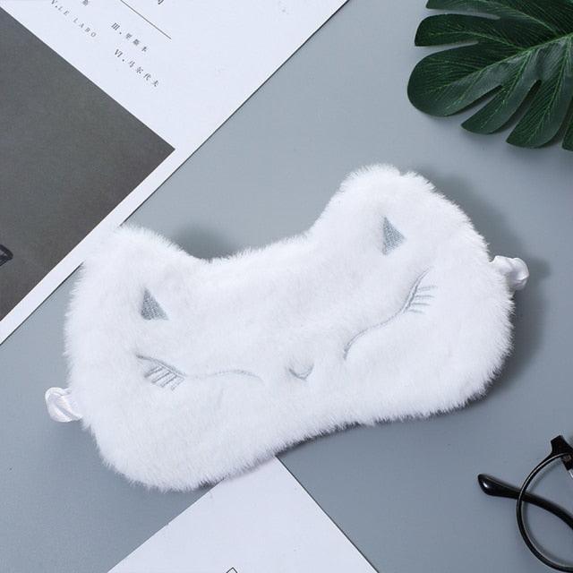 Cute Plush Animal Sleeping Masks White fox Sleep Masks - Plushie Depot