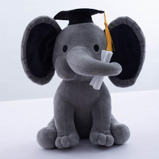 9" Baby Room Sleeping Elephant Plush Toys 25cm Gray with Hat Stuffed Animals - Plushie Depot