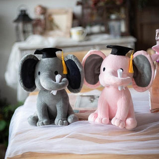 9" Baby Room Sleeping Elephant Plush Toys 25cm Gray Pink with Hat Stuffed Animals - Plushie Depot