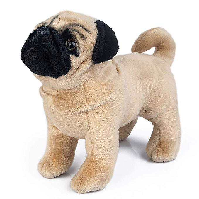 12" Lifelike Standing Pug Dog Plush Toy Stuffed Animals Plushie Depot