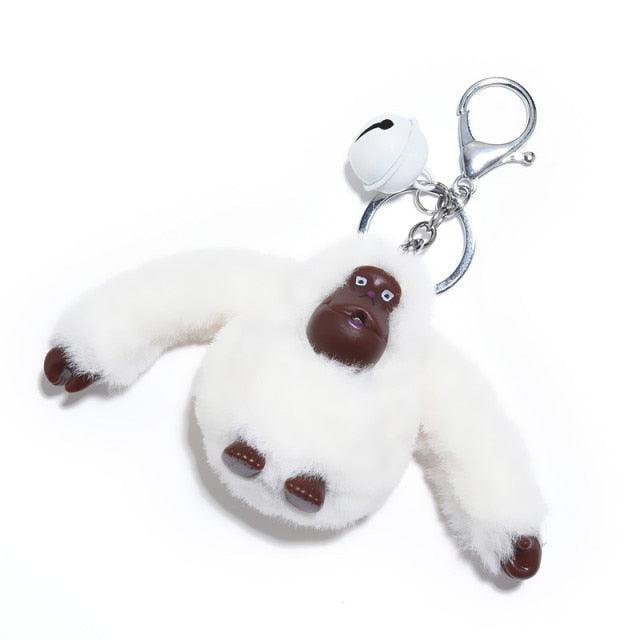 New Plush Fluffy Gorilla key chains White Keychains Plushie Depot