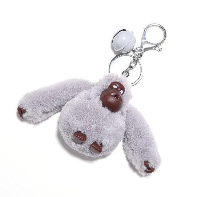 New Plush Fluffy Gorilla key chains Gray Keychains Plushie Depot