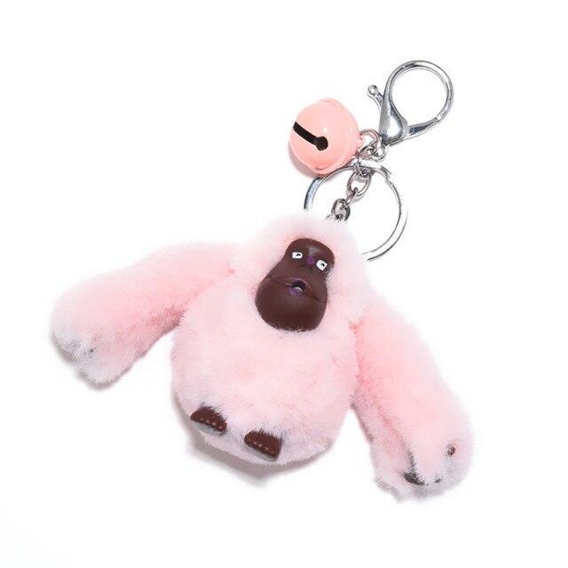 New Plush Fluffy Gorilla key chains Pink Keychains Plushie Depot