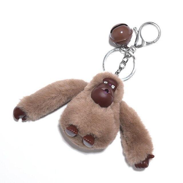 New Plush Fluffy Gorilla key chains Brown Keychains Plushie Depot