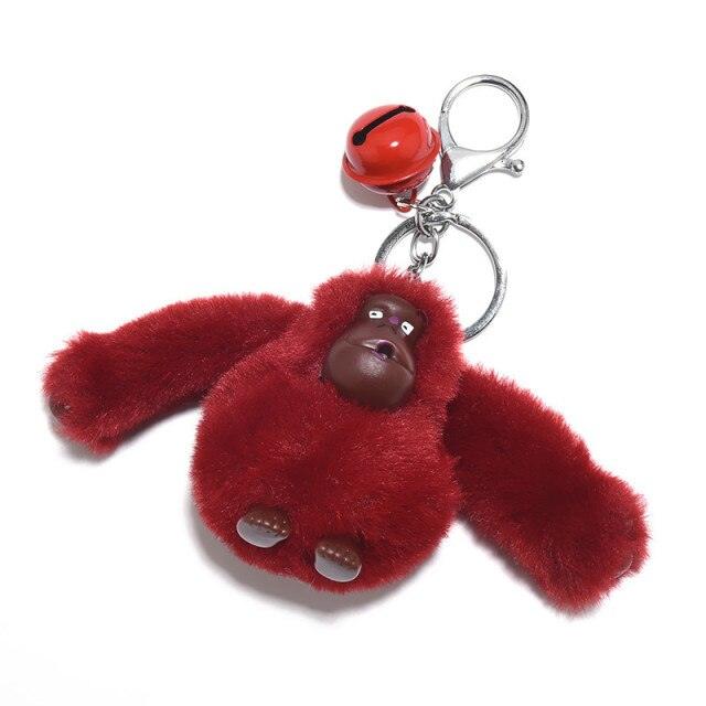 New Plush Fluffy Gorilla key chains Wine Red Keychains Plushie Depot