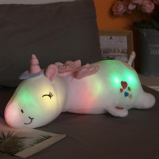 Large Glowing Unicorn Plush Toys glowing white Plushie Depot