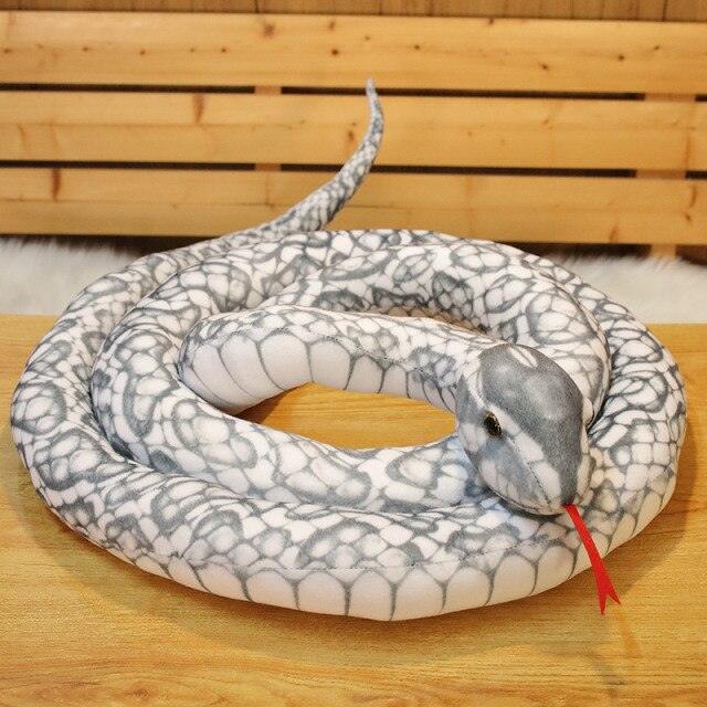 46"-118" / 110cm-300cm Simulated Snakes Plush Toy Giant Boa Cobra Long Stuffed Snake gray Stuffed Animals - Plushie Depot