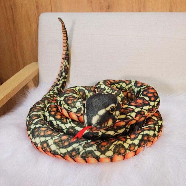 46"-118" / 110cm-300cm Simulated Snakes Plush Toy Giant Boa Cobra Long Stuffed Snake Brown Stuffed Animals - Plushie Depot