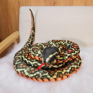 46"-118" / 110cm-300cm Simulated Snakes Plush Toy Giant Boa Cobra Long Stuffed Snake Brown Plushie Depot