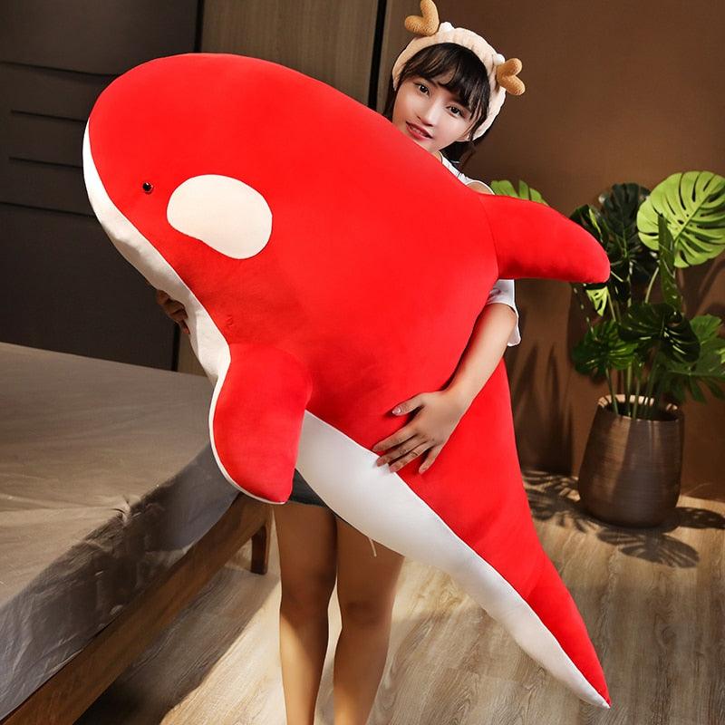 giant red killer whale plush pillow Plushie Depot