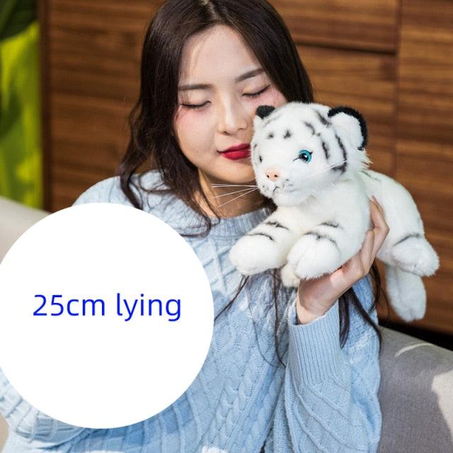 Kawaii Tiger Plushies 25cm white lying - Plushie Depot