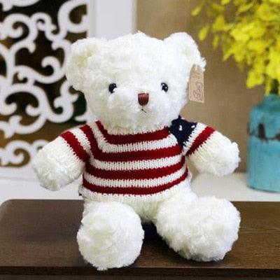 12"-16" Teddy Bear Stuffed Plushies Flag-White Teddy bears Plushie Depot