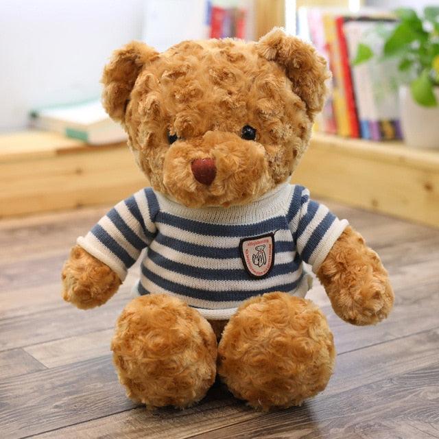 12"-16" Teddy Bear Stuffed Plushies Blue stripes-brown Teddy bears Plushie Depot