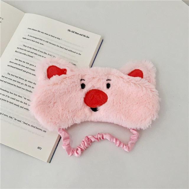 Cute Pink Pig Plush Sleeping Mask Color 1 Sleep Masks Plushie Depot