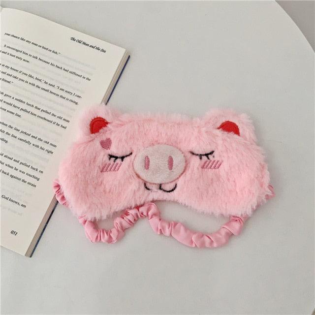 Cute Pink Pig Plush Sleeping Mask Color 2 Sleep Masks Plushie Depot
