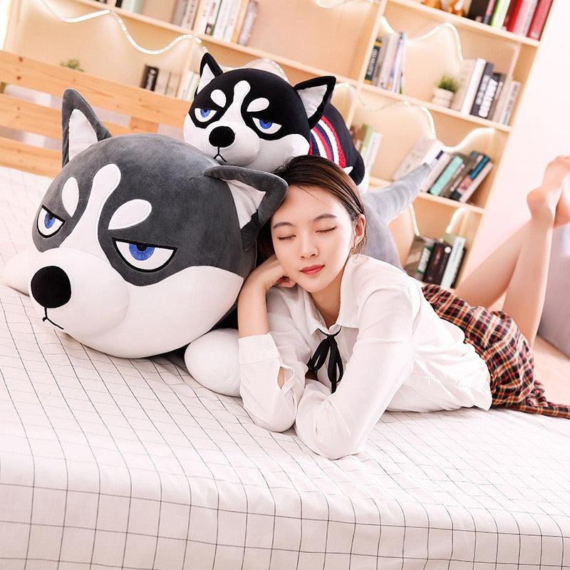 39" Funny Dressed Husky Lying Pillow Plush Stuffed Doll Stuffed Animals Plushie Depot