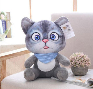 8" 3D Cat Toy Kawaii Plush Animal Doll 20cm Grey Cat sit Plushie Depot