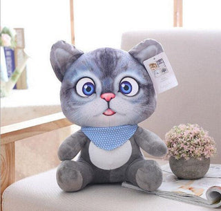 8" 3D Cat Toy Kawaii Plush Animal Doll 20cm Grey Cat sit | Plushie Depot