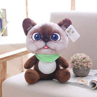 8" 3D Cat Toy Kawaii Plush Animal Doll 20cm Brown Cat sit | Plushie Depot