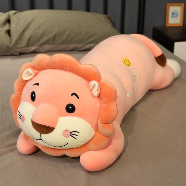 28" Huge Size Kawaii Sleeping Doll Lion Long Pillow Plush Doll 75cm Pink Stuffed Animals Plushie Depot