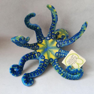 Cool Blue and Yellow Octopus, About 12" - Plushie Depot