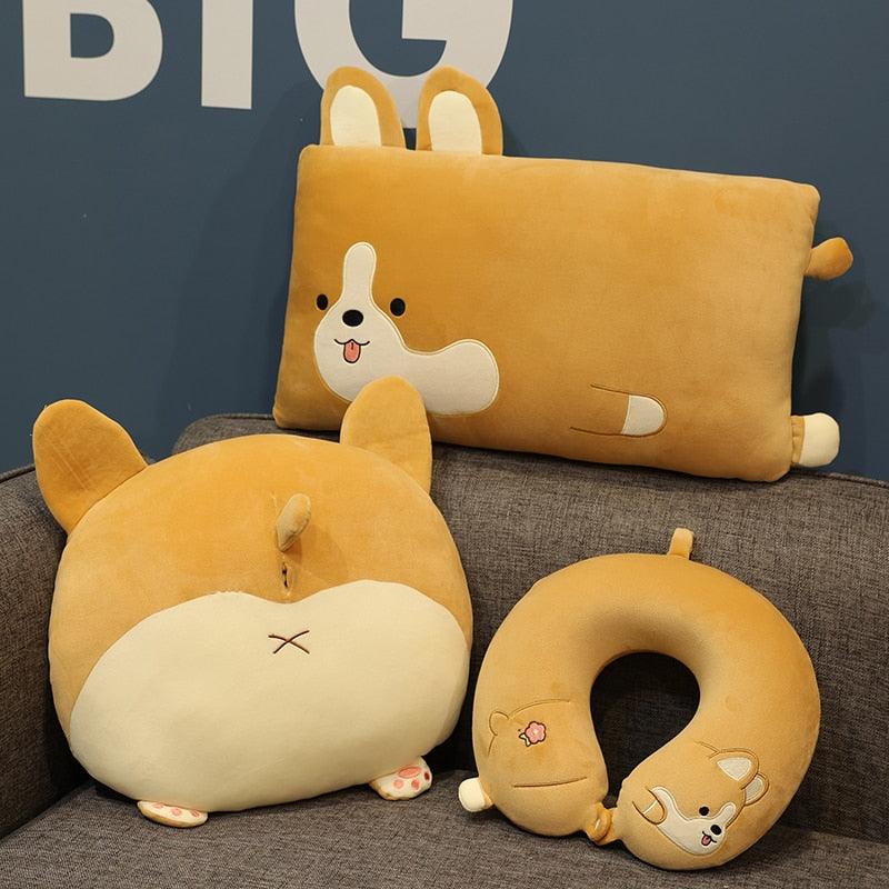Plush Corgi Long Pillow, U Shaped Round Pillow Sofa Cushion Stuffed Soft Animal Dolls Plushie Depot