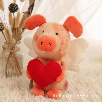 Small Pig Welby Angel Love Heart, Plushie Doll Stuffed Toy Animal Plushie Depot
