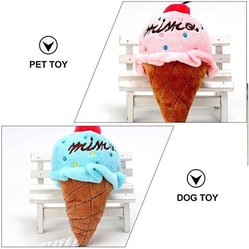 Puppy & Cat Ice Cream Cone Chew Toy Plushie Depot